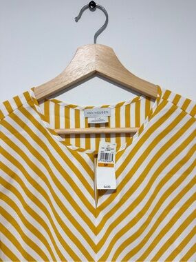 Van Heusen Yellow and White Striped V-Neck Tunic